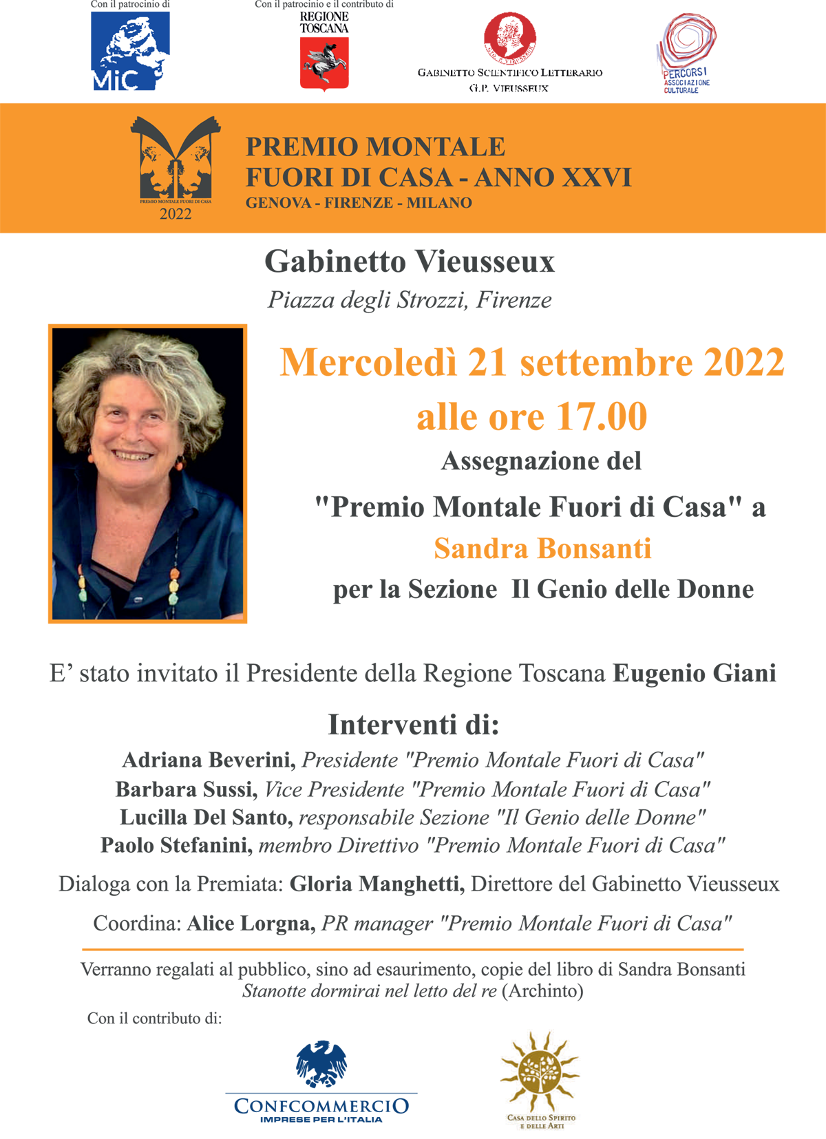 PREMIO MONTALE FUORI DI CASA - ANNO XXVI - GENOVA FIRENZE MILANO