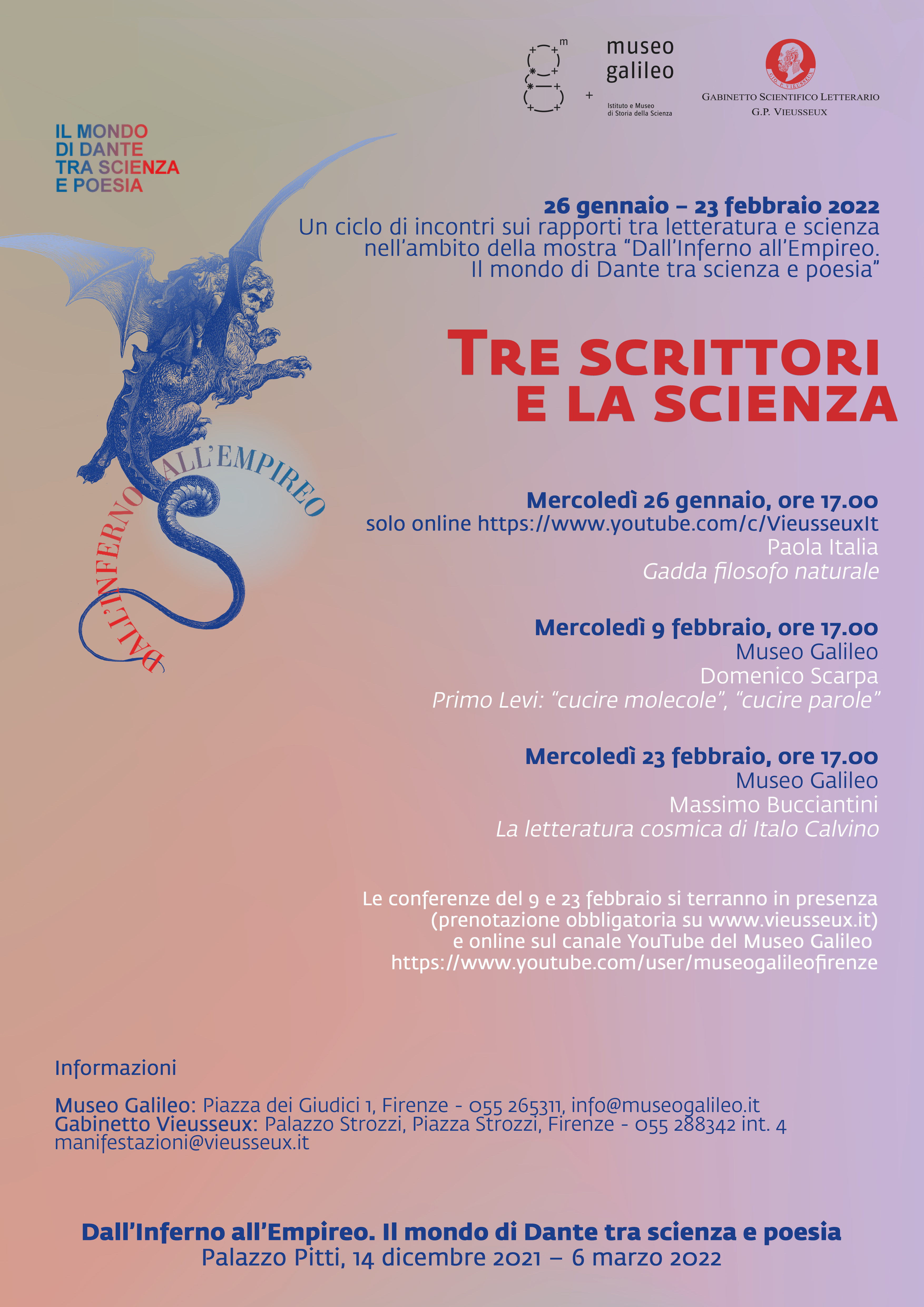 TRE SCRITTORI E LA SCIENZA - Ciclo di conferenze 26 gennaio-23 febbraio 2022