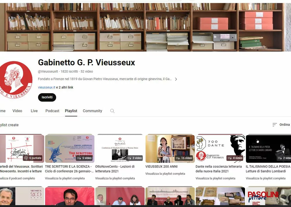 canale youtube del gabinetto vieusseux