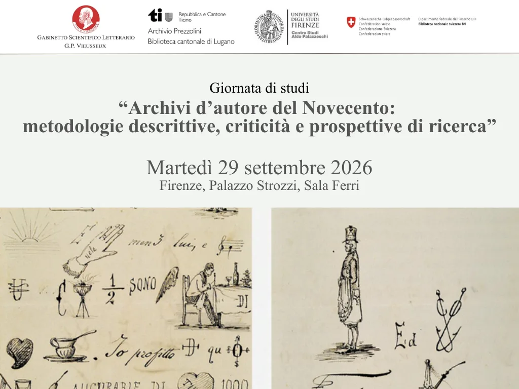 Giornata di studi “Archivi d’autore del Novecento: metodologie descrittive, criticità e prospettive di ricerca”