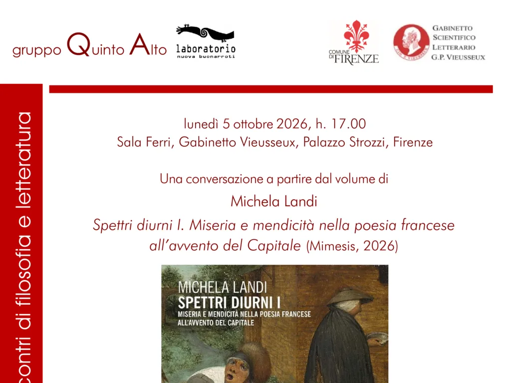 Gruppo Quinto Alto | Spettri diurni I. Miseria e mendicit&agrave; nella poesia francese all&rsquo;avvento del Capitale (Mimesi s,2026)