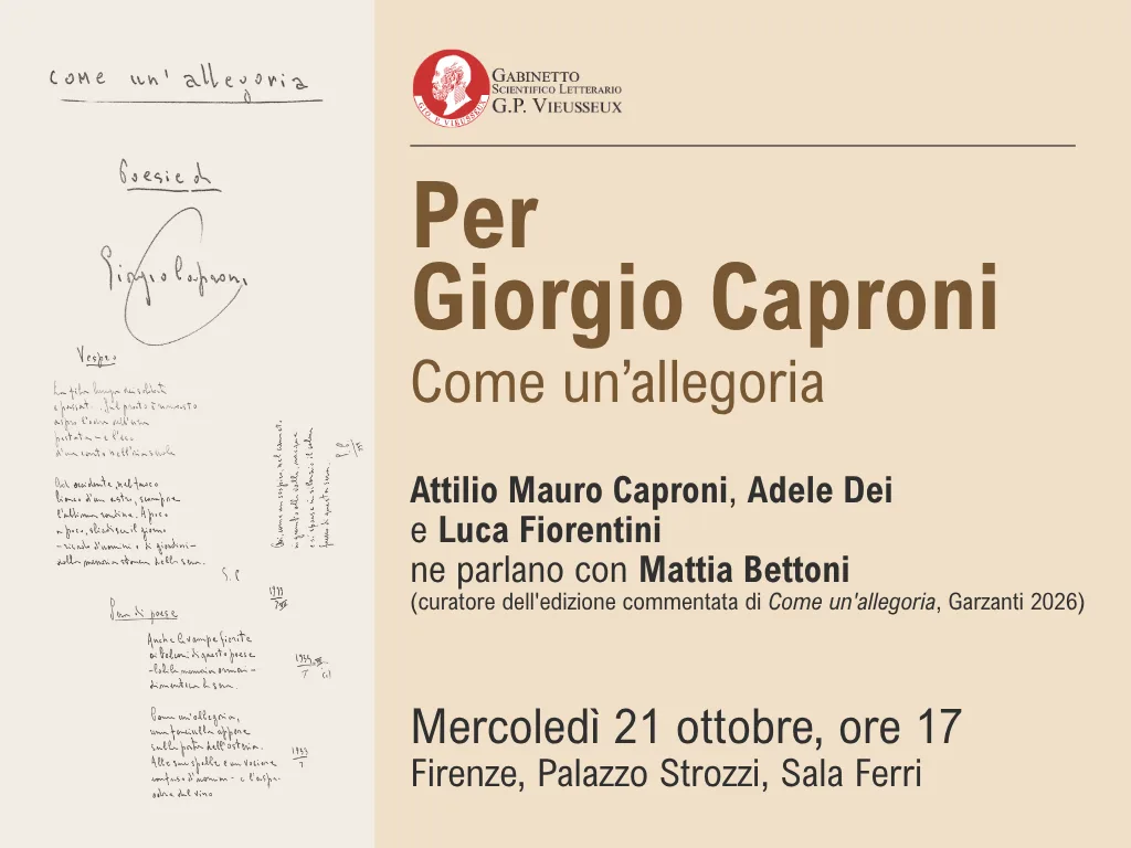 Per Giorgio Caproni. Come un&rsquo;allegoria