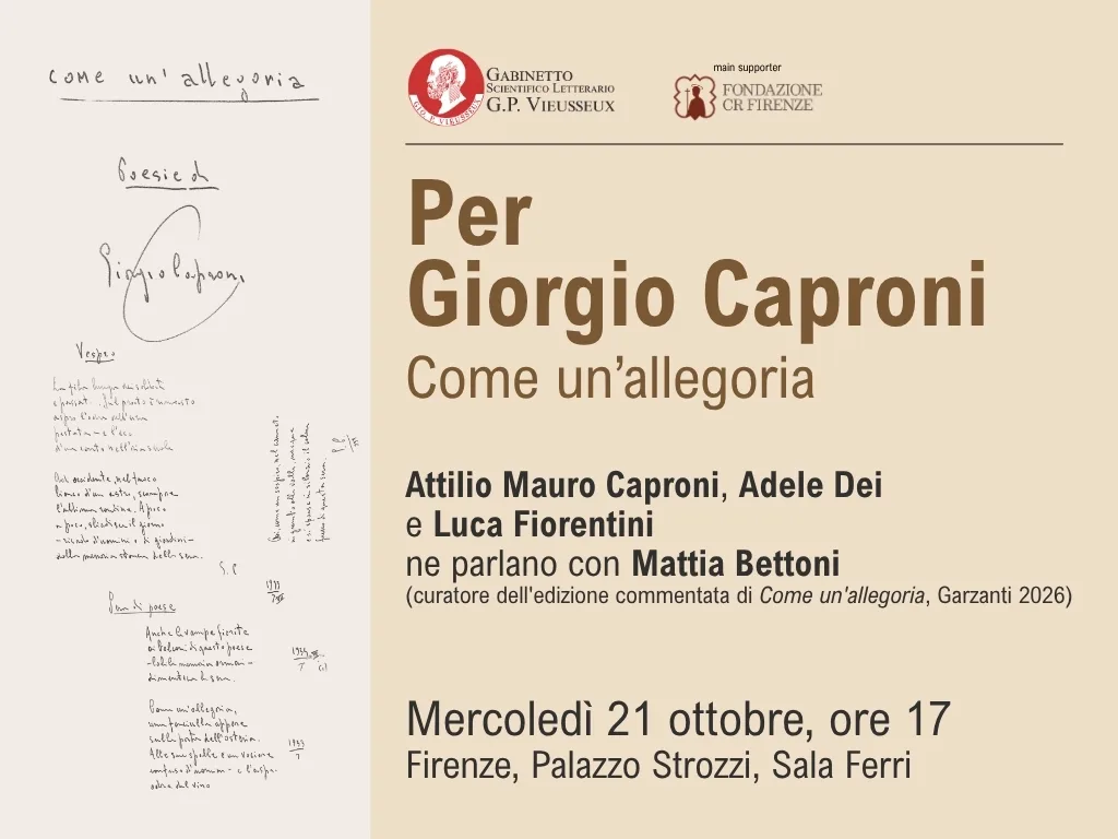 Per Giorgio Caproni. Come un&rsquo;allegoria